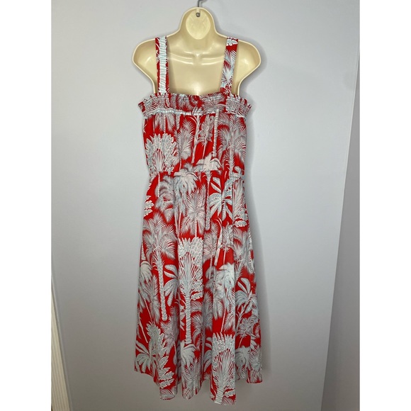 Talbots Floral Oasis Palm Voile Fit & Flare Midi Dress - Picture 6 of 13